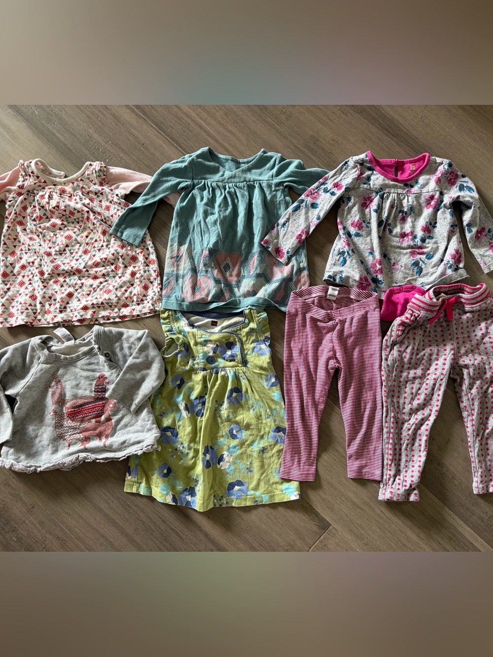 7 PC Bundle - Tea Collection Toddler Girls Tops/Pants Lot - 12-18M / 2T